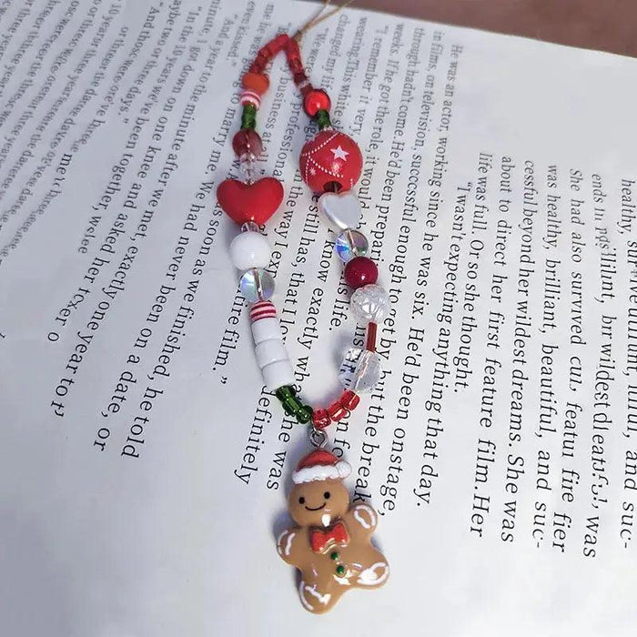 Gingerbread Man Mobile Phone Charm Strap Chain Lanyard Cute Red Green Clear Acrylic Bead Women Christmas Gifts Cellphone Jewelry Gingerbread Man Phone Charm - Festive Mobile Accessory  AliExpress Lacatang Shop 