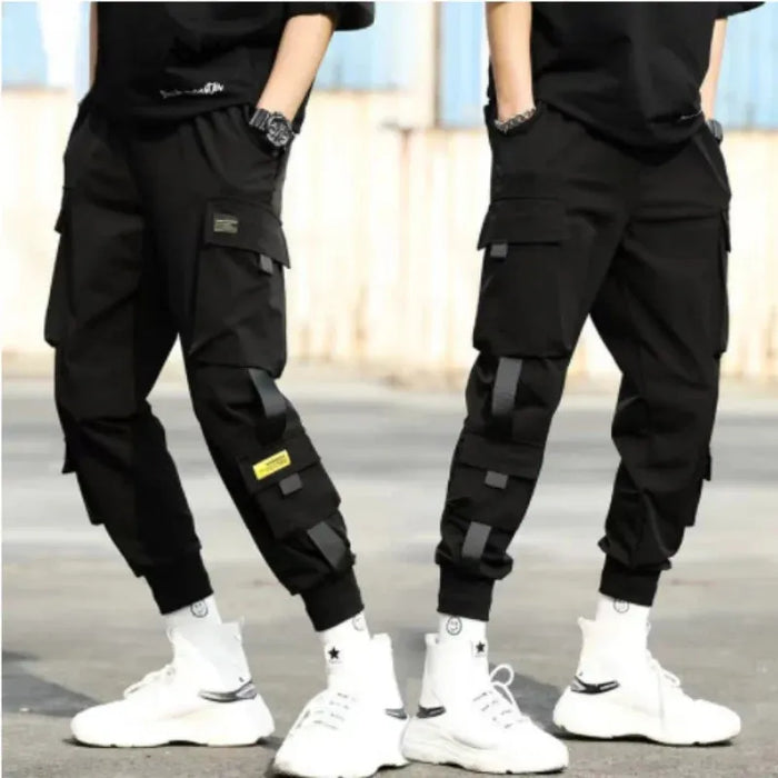 2024 Spring Autumn New Men's Korean Fashion Multi-pocket Loose Ins Nine-minute Drawstring Leg Work Pants Casual Daily Sweatpants