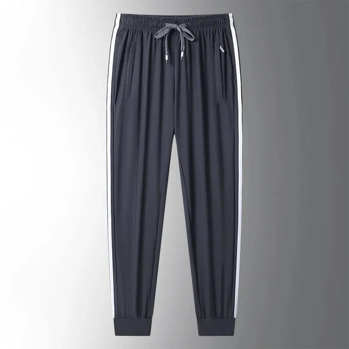 Summer Plus Size Trousers M-8XL Ice Silk Three-bar Casual Pants Men's Loose Casual Ultra-thin Sports Fitness Jogger Trousers Men