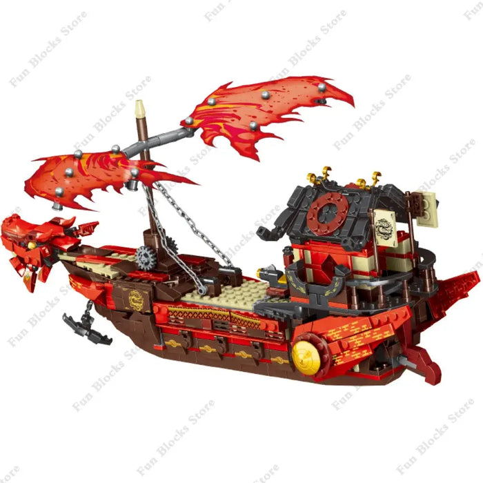 New Phantom Ninja Dragon Ship Model Building Blocks Sodiers Figures Boat Bricks MOC Creative Expert Kids Toys for Boys Children Ninja Dragon Ship Building Blocks - Creative Play Set  Lacatang Shop Lacatang Shop 