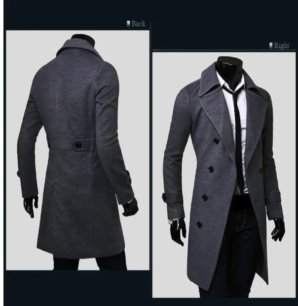 Classic Men's Long Overcoat Classic Men's Long Overcoat - Lacatang Shop  Lacatang Shop Lacatang Shop 