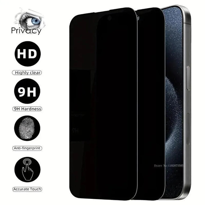 2Pcs Privacy Screen Protector for 11 12 13 Pro 14 15 Pro Max plus Tempered Glass for 7 8Plus X XR XS Max Glass - Lacatang Shop