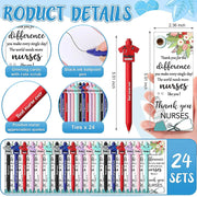 24 Set Nurse Pens Bulk 2026 Nurse Appreciation Gift Cute Medical Themed Cartoon Ballpoint Pens with Inspirational Greeting Cards for Nurse Week Doctor Medical Assistant Healthcare Worker Appreciation Gift CNA Week Supplies