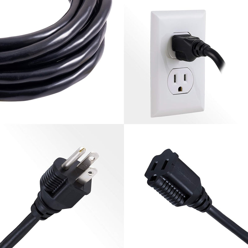 15 Ft Heavy Duty Outdoor Extension Cord, 16 Gauge, 3 - Prong - Lacatang Shop