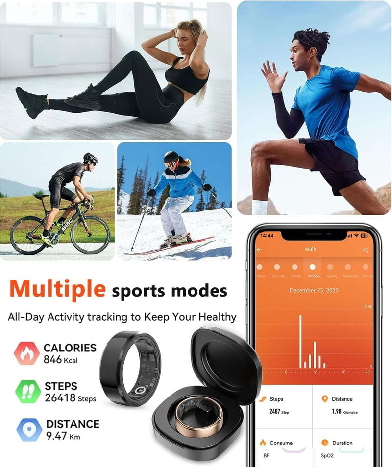 2025 Smart Health Tracker Ring - IP68 Waterproof Fitness Tracker - Lacatang Shop