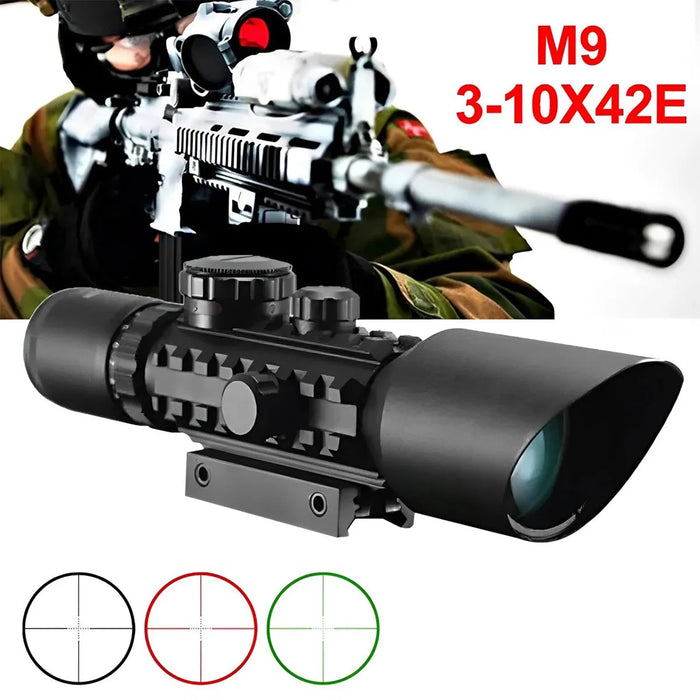 Tactical Red Green Dot Scope Optics Reflex Sight Riflescope Hunting 3-10x42E Outdoor Hunting Bird Watching Airgun Accessories