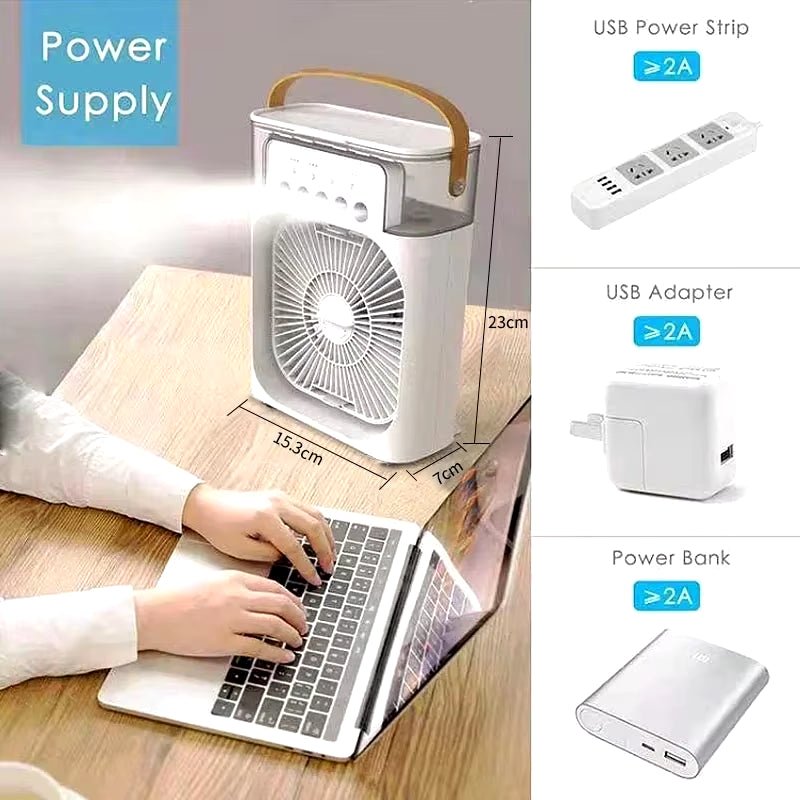 3 in 1 Portable Air Cooler Fan with LED Light & Humidifier - Lacatang Shop