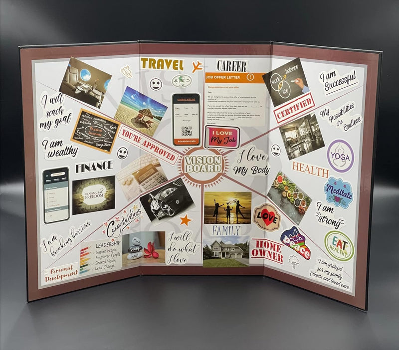 3 in 1 Vision Board: Decorative, Foldable, Dry Erase Vision Board Kit with 200+ Motivational Stickers. 27” X 17” Board to Manifest Your Goals Using Law of Attraction (Zion) - Lacatang Shop