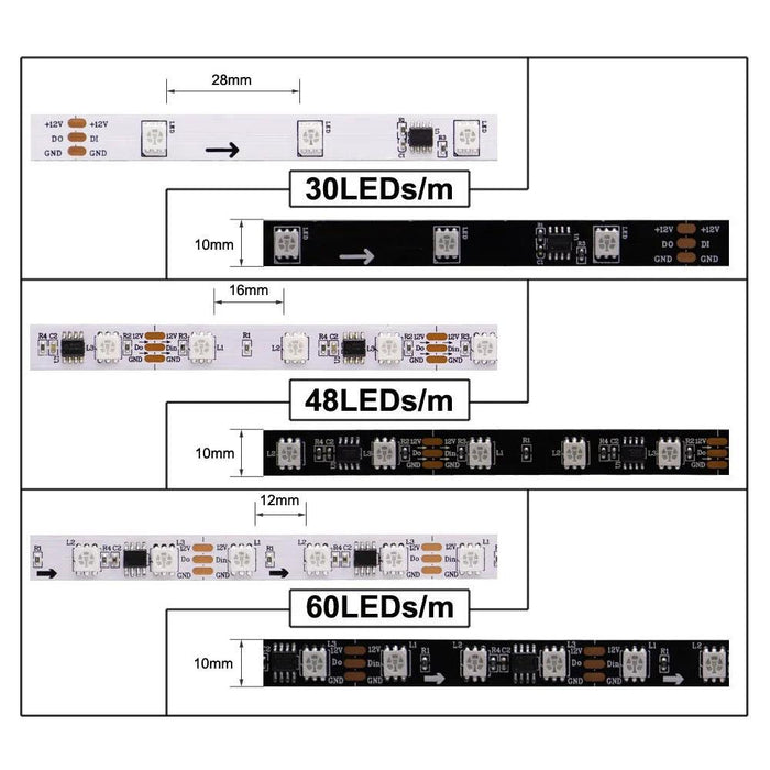 WS2812B WS2811 WS2813 WS2815 5050 RGBIC Smart LED Strip WS2812 Individually Addressable IC 30/60/144Pixels/Leds/m Light DC5V/12V WS2812B WS2811 WS2813 WS2815 5050 RGBIC Smart LED Strip WS2812   Lacatang Shop Lacatang Shop 