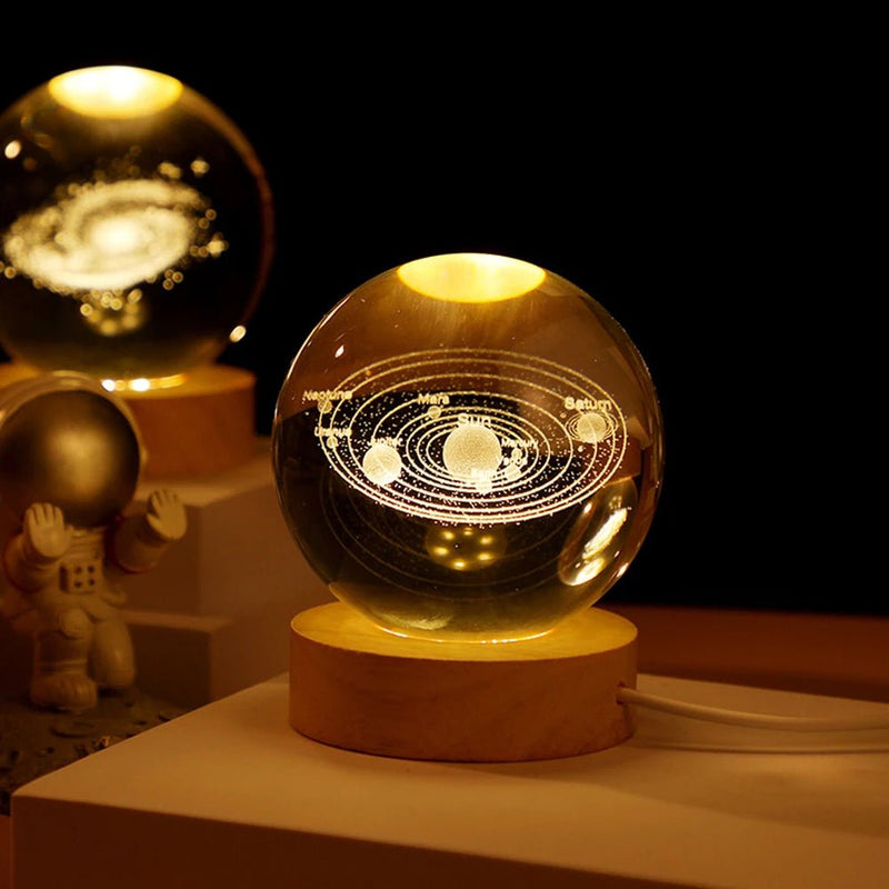 3D Crystal Ball Night Light with Wooden Base - Lacatang Shop