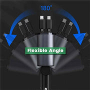 4 in 1 Retractable Car Charger, 100W Fast Car Phone Charger with Iphone and Type C Cable and 2 Charging Ports Car Charger Adapter - Lacatang Shop