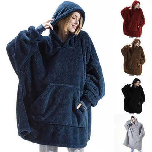 Hoodie Sweatshirt with Big Pocket Tops Sweater Comfortable Loose Double-Sided Fleece Thicker Wearable Blanket Comfortable Double-Sided Fleece Hoodie with Big Pocket & Warm Blanket  Lacatang Shop Lacatang Shop 