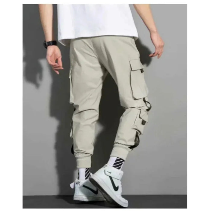 2024 Spring Autumn New Men's Korean Fashion Multi-pocket Loose Ins Nine-minute Drawstring Leg Work Pants Casual Daily Sweatpants