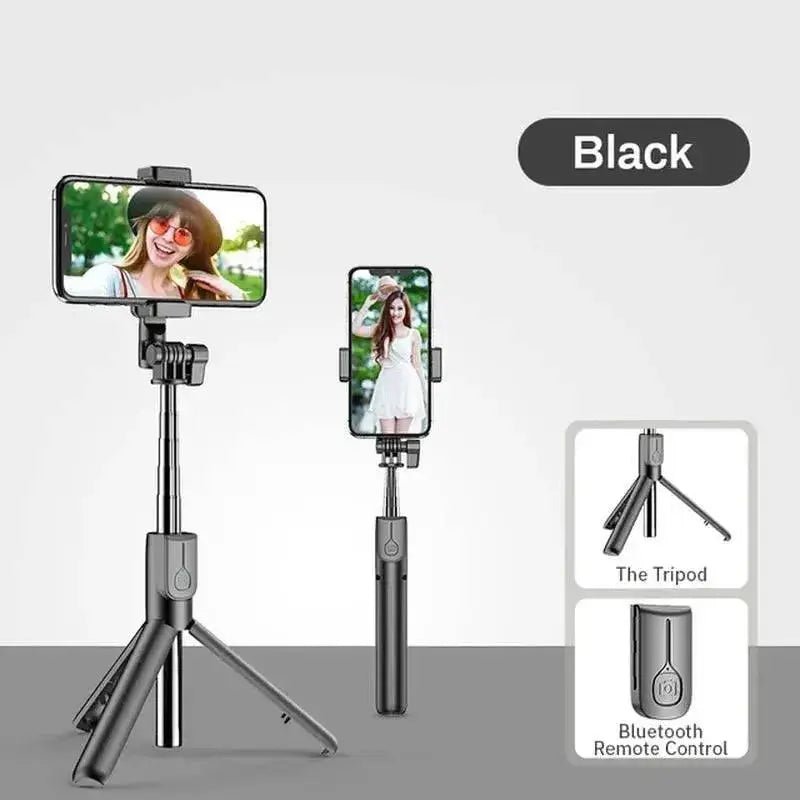 4-in-1 Wireless Bluetooth Selfie Stick with LED Ring Light, Tripod, and Monopod Compatibility for Smartphones