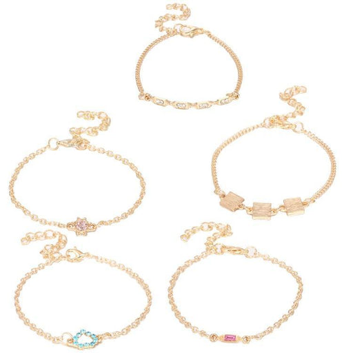 5 Piece Cute & Kitschy Pav'e Minimalist Bracelet Set - Lacatang Market