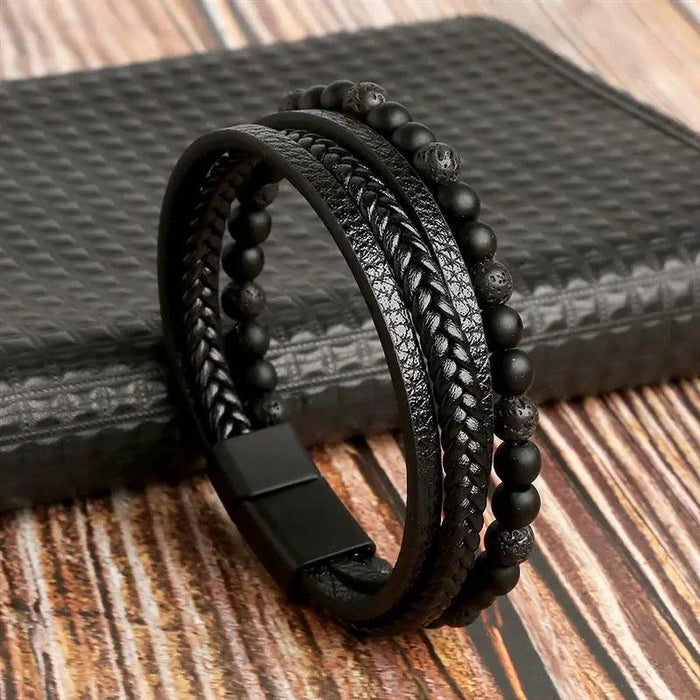 Classic Men's Leather Bracelet New Style Hand-woven Multi-layer Combination Accessory Fashion Man Jewelry Wholesale Dropshipping - Lacatang Shop