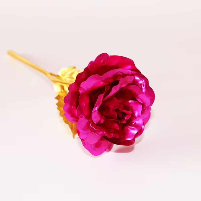 Artificial Flowers 24K Gold Rose with Box New Year Valentine\X27S Day Gift/Present Foil Flowers Home Decor Fake Roses