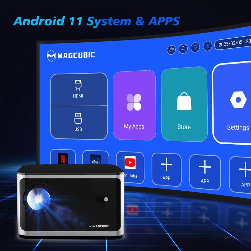Magcubic Auto Focus Smart Projector Android11 4K 580ANSI Full Wifi6 BT5.0 Allwinner H713 Voice Control Home Cinema Theater HY350