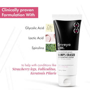 Skin Smoothening Bumps Eraser Exfoliating Body Scrub | for Bumpy & Dry Skin, Keratosis Pilaris & Ingrown Hair | Glycolic Acid, Lactic Acid & Spirulina | All Skin Types | for Women & Men | 100Ml | Anveya