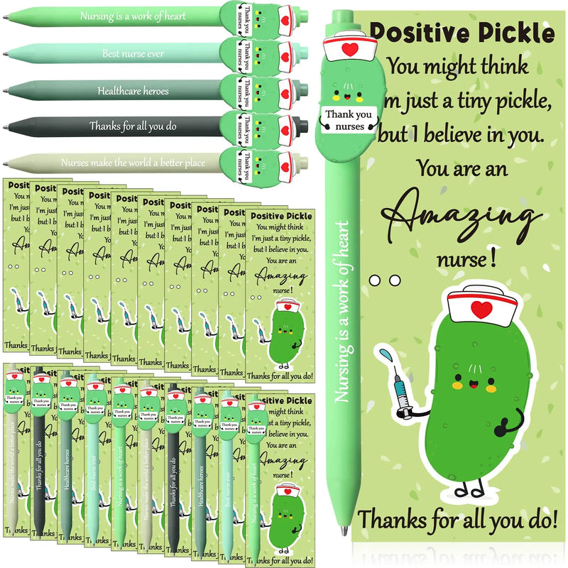 24 Set Nurse Pens Bulk 2026 Nurse Appreciation Gift Cute Medical Themed Cartoon Ballpoint Pens with Inspirational Greeting Cards for Nurse Week Doctor Medical Assistant Healthcare Worker Appreciation Gift CNA Week Supplies