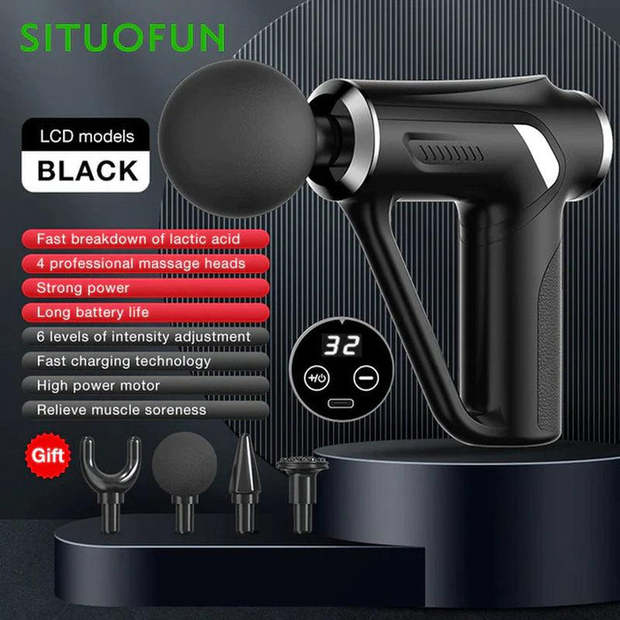 SITUOFUN Massage Gun 32 Levels Deep Tissue Neck Body Back Muscle Sport Electric Pistol Massager Exercise Relaxation Pain Relief SITUOFUN Massage Gun - 32 Levels Deep Tissue Pain Relief Massager  Lacatang Shop Lacatang Shop 