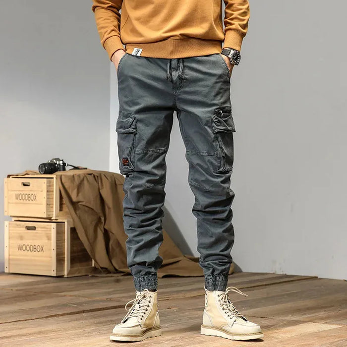 CAAYU Joggers Cargo Pants Mens Casual Y2k Multi-Pocket Male Trousers Sweatpants Streetwear Techwear Military Green Track Pants