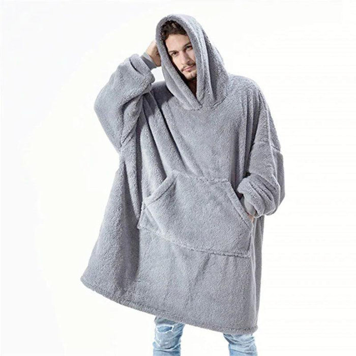 Hoodie Sweatshirt with Big Pocket Tops Sweater Comfortable Loose Double-Sided Fleece Thicker Wearable Blanket Comfortable Double-Sided Fleece Hoodie with Big Pocket & Warm Blanket  Lacatang Shop Lacatang Shop 