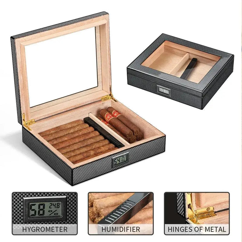 Cedar Wood Cigar Humidor Box Portable Travel Cigar Case W/ Humidifier Hygrometer Cigar Humidor Sigaren Box for Cigars