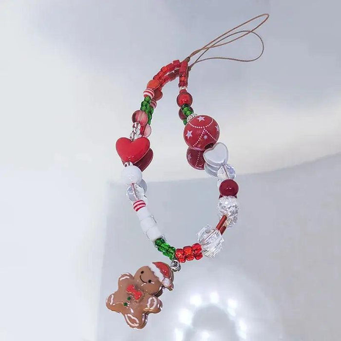 Gingerbread Man Mobile Phone Charm Strap Chain Lanyard Cute Red Green Clear Acrylic Bead Women Christmas Gifts Cellphone Jewelry Gingerbread Man Phone Charm - Festive Mobile Accessory  AliExpress Lacatang Shop 