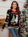 Contrast Christmas Pattern Round Neck Sweater - Lacatang Shop