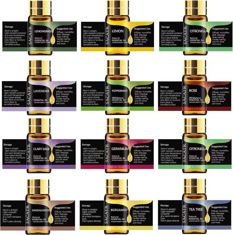 Essential Oil Set - Natural Essential Oils - Essential Oils Gift Set for Massage,Diffuser, Home Care, DIY Candle and Soap Making(25 * 5ML)