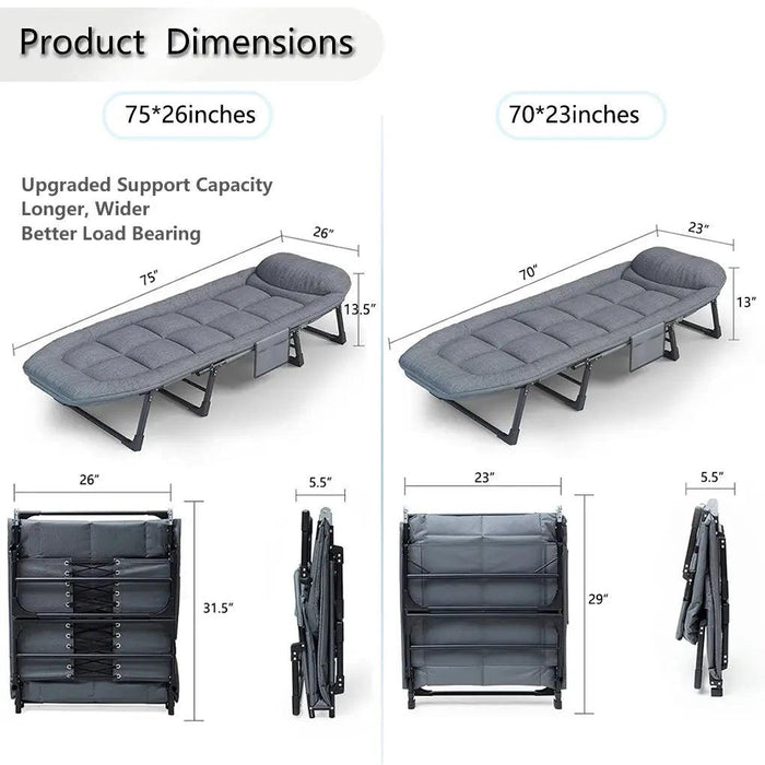 Sleeping Cots for Adults 6 Positions, Portable & Foldable Bed with Mattress and Pillow, Heavy Duty Sturdy Frame for Camp, Home Sleeping Cots for Adults - Portable and Comfortable  AliExpress Lacatang Shop 