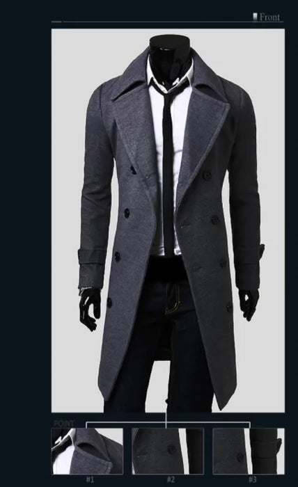 Classic Men's Long Overcoat Classic Men's Long Overcoat - Lacatang Shop  Lacatang Shop Lacatang Shop 