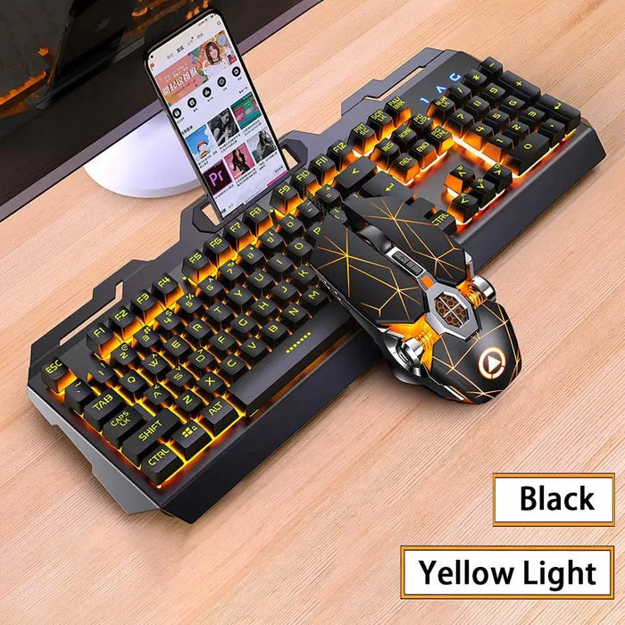 Gaming Keyboard and Mouse Combos Backlit RGB LED USB 104 Key Wired Mechanical Feeling Keyboard Mice For Gaming PC Laptop Office