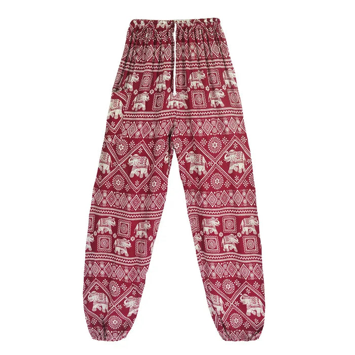 Women Red Elephant Design Loose Fit Harem Pants Hippie Workout Party Beach Pants Casual Trousers Dropshipping