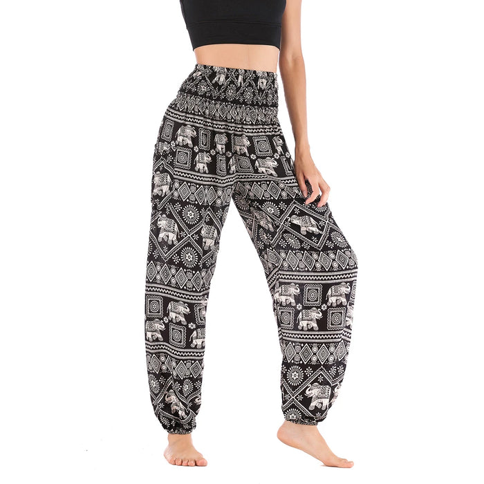 Women Red Elephant Design Loose Fit Harem Pants Hippie Workout Party Beach Pants Casual Trousers Dropshipping