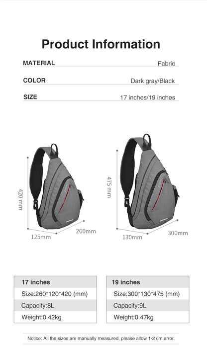 Mixi Fashion Backpack for Men One Shoulder Chest Bag Male Messenger Boys College School Bag Travel Causal Black 17 19 inch