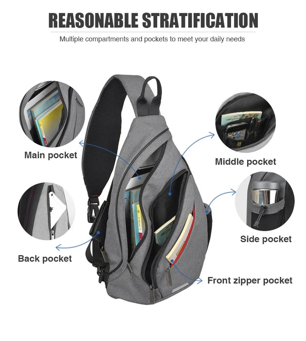 Mixi Men One Shoulder Backpack Women Sling Bag Crossbody USB Boys Cycling Sports Travel Versatile Fashion Bag Student School Mixi One Shoulder Sling Backpack: Crossbody, USB, Versatile Travel Bag  Lacatang Shop Lacatang Shop 