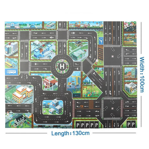 Children's City Traffic Educational Play Mat - 130x100 cm Non-Woven Carpet for Boys & Girls, Ideal for Bedrooms and Developmental Play Children's City Traffic Educational Play Mat - 130x100 cm Non-Woven   Lacatang Shop Lacatang Shop 