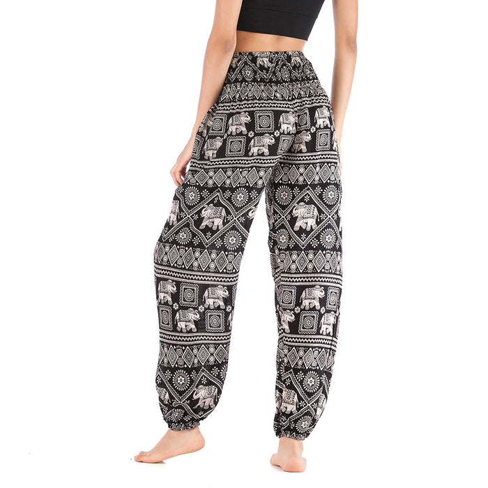 Women Red Elephant Design Loose Fit Harem Pants Hippie Workout Party Beach Pants Casual Trousers Dropshipping