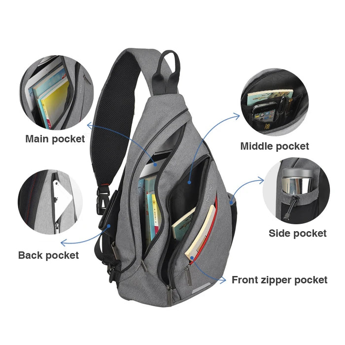 Mixi Men One Shoulder Backpack Women Sling Bag Crossbody USB Boys Cycling Sports Travel Versatile Fashion Bag Student School Mixi One Shoulder Sling Backpack: Crossbody, USB, Versatile Travel Bag  Lacatang Shop Lacatang Shop 