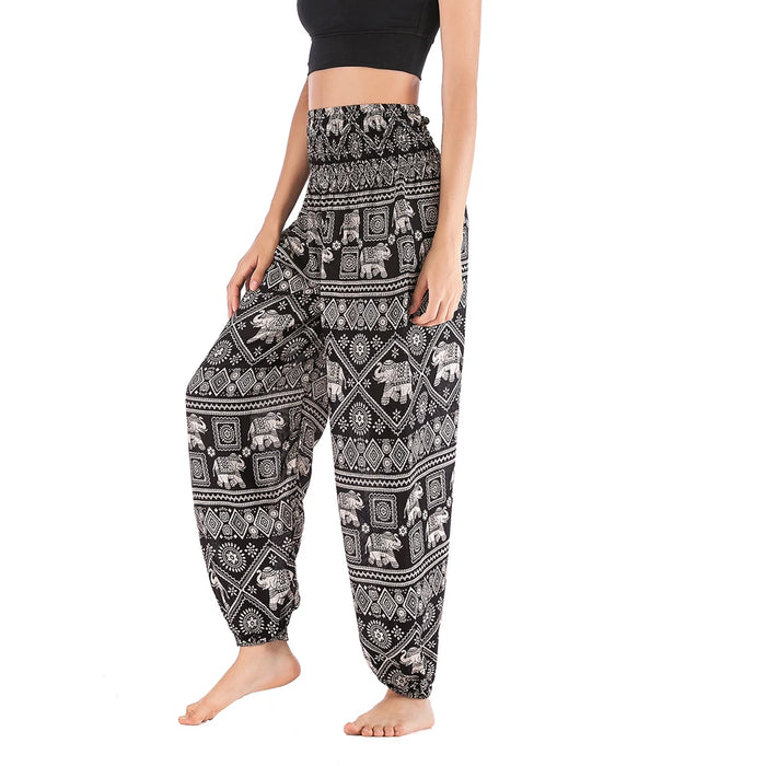 Women Red Elephant Design Loose Fit Harem Pants Hippie Workout Party Beach Pants Casual Trousers Dropshipping