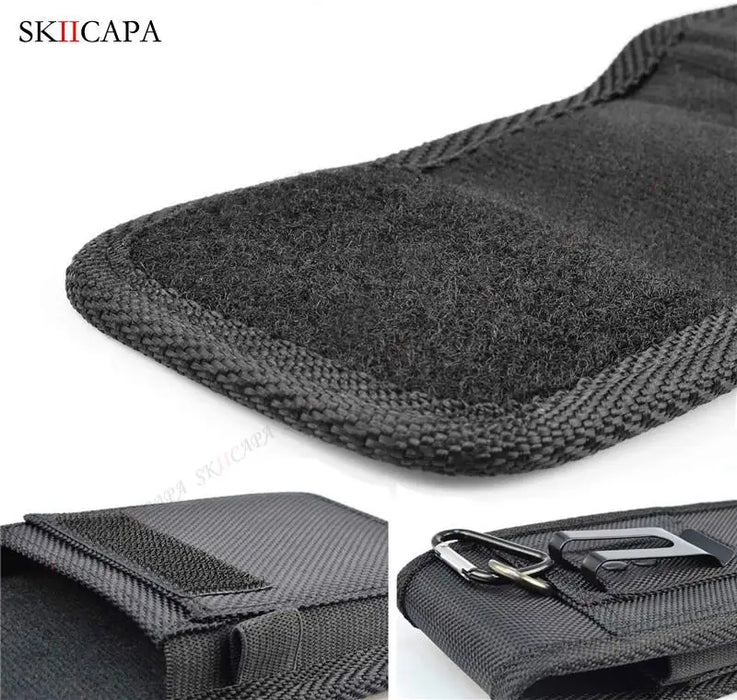 Durable Oxford Cloth Leather Phone Pouch with Racing Belt Clip for Samsung S24 Ultra Plus and Galaxy A Series