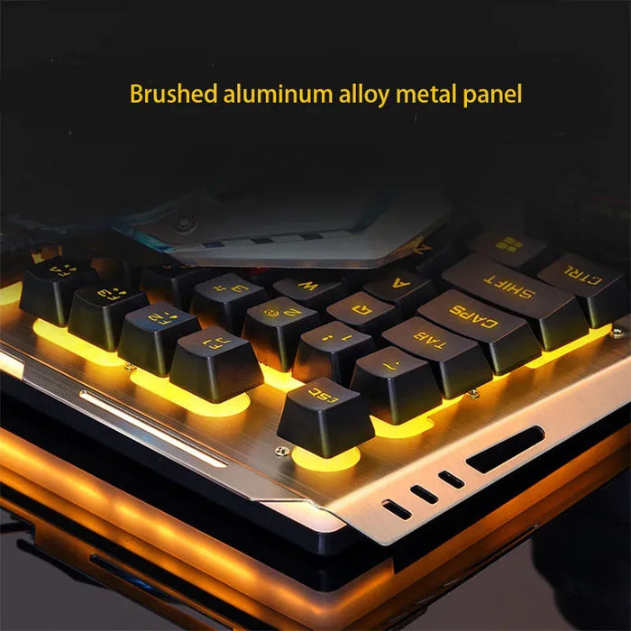 Wired Gaming Keyboard and Mouse Combo with Orange Yellow LED Backlit, Dirt-Proof,Waterproof,Ergonomic Design,Mechanical For Game Wired Gaming Keyboard & Mouse Combo, LED Backlit, Ergonomic, Waterproof  Lacatang Shop Lacatang Shop 