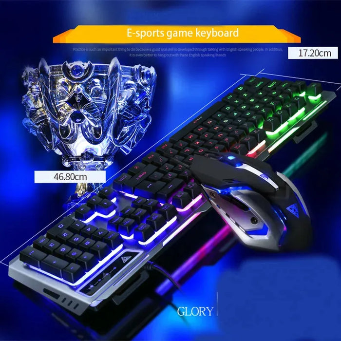 Wired Gaming Keyboard and Mouse Combo with Orange Yellow LED Backlit, Dirt-Proof,Waterproof,Ergonomic Design,Mechanical For Game Wired Gaming Keyboard & Mouse Combo, LED Backlit, Ergonomic, Waterproof  Lacatang Shop Lacatang Shop 