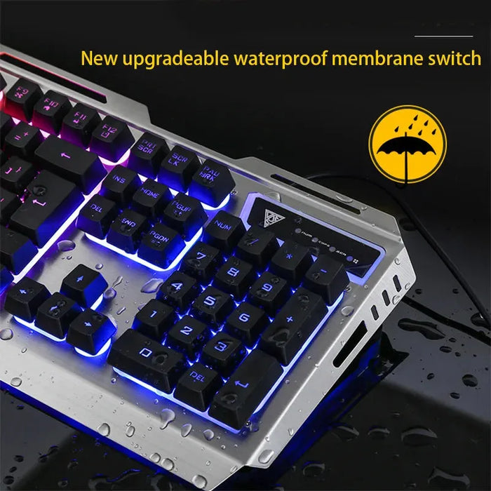 Wired Gaming Keyboard and Mouse Combo with Orange Yellow LED Backlit, Dirt-Proof,Waterproof,Ergonomic Design,Mechanical For Game Wired Gaming Keyboard & Mouse Combo, LED Backlit, Ergonomic, Waterproof  Lacatang Shop Lacatang Shop 