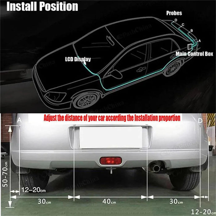 Vehicle Parking Sensor LCD Display with Switch Car Reverse Radar Parking Distance Rear 4 Sensors Backup Alarm System Buzzer