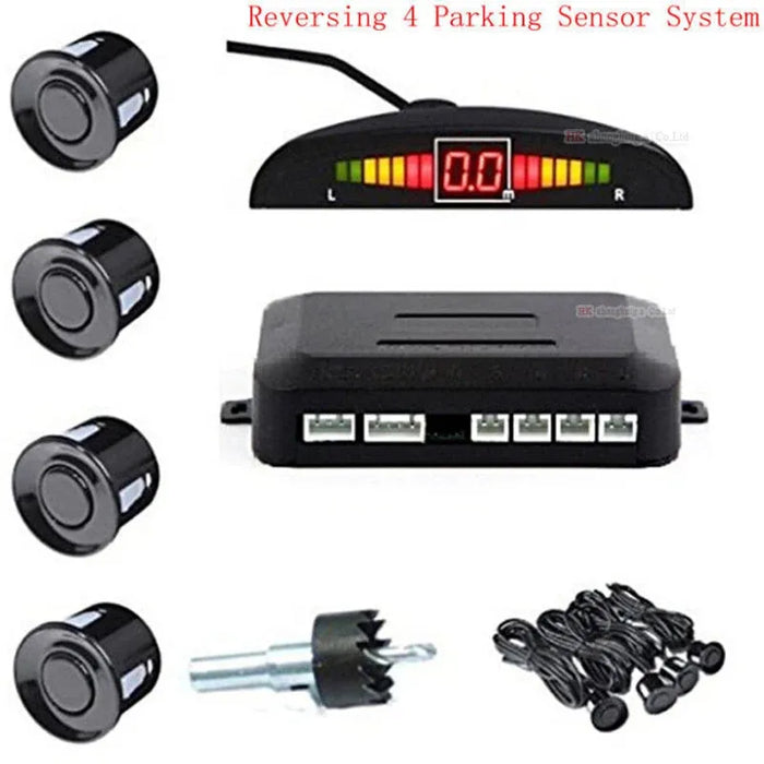 Weatherproof 4 Rear View Car Parking Sensor Reverse Backup Radar Kit with LED Display Monitor car parking system Weatherproof Car Parking Sensor Kit with LED Monitor - 4 Rear View  Lacatang Shop Lacatang Shop 