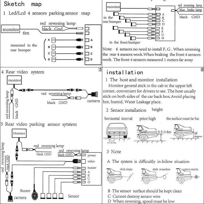 Weatherproof 4 Rear View Car Parking Sensor Reverse Backup Radar Kit with LED Display Monitor car parking system Weatherproof Car Parking Sensor Kit with LED Monitor - 4 Rear View  Lacatang Shop Lacatang Shop 
