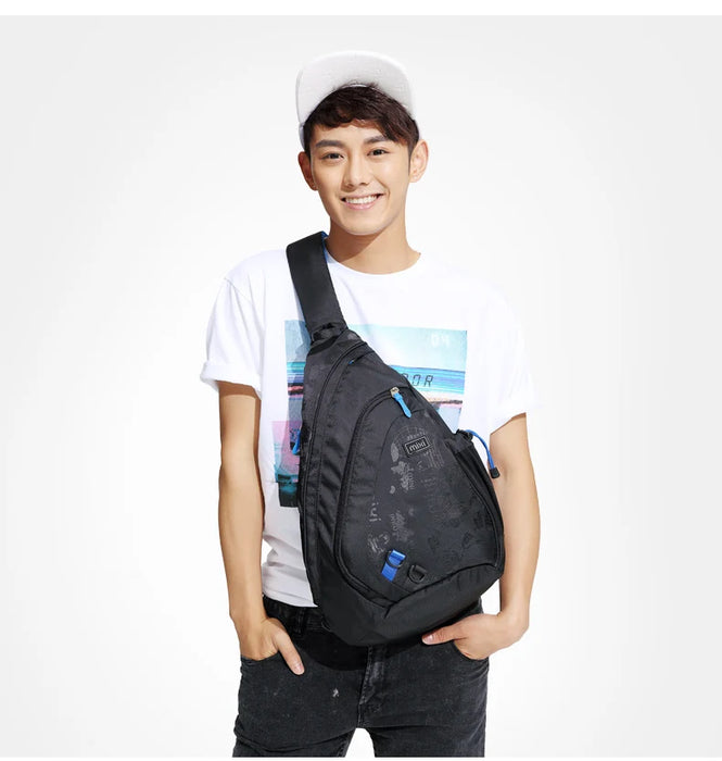 Mixi Fashion Backpack for Men One Shoulder Chest Bag Male Messenger Boys College School Bag Travel Causal Black 17 19 inch